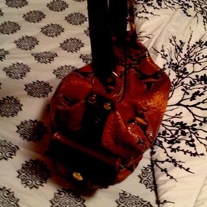 Italian snake and leather hang bag